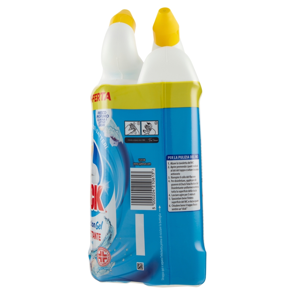 Duck Total Action Gel Disinfettante - Liquido Bipacco, fragranza Marine 2x750ml